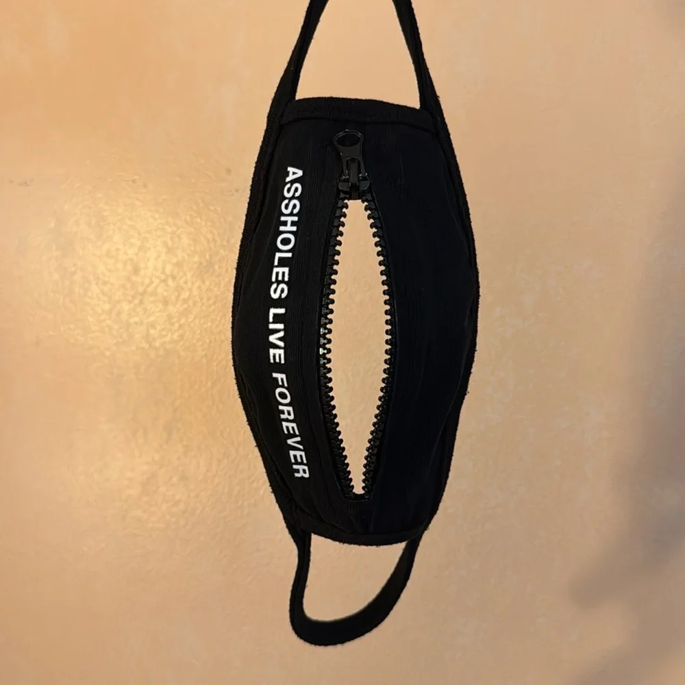 Assholes Live Forever face mask w/zipper